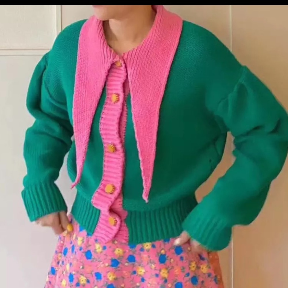 Long sleeve turn down collar sweater